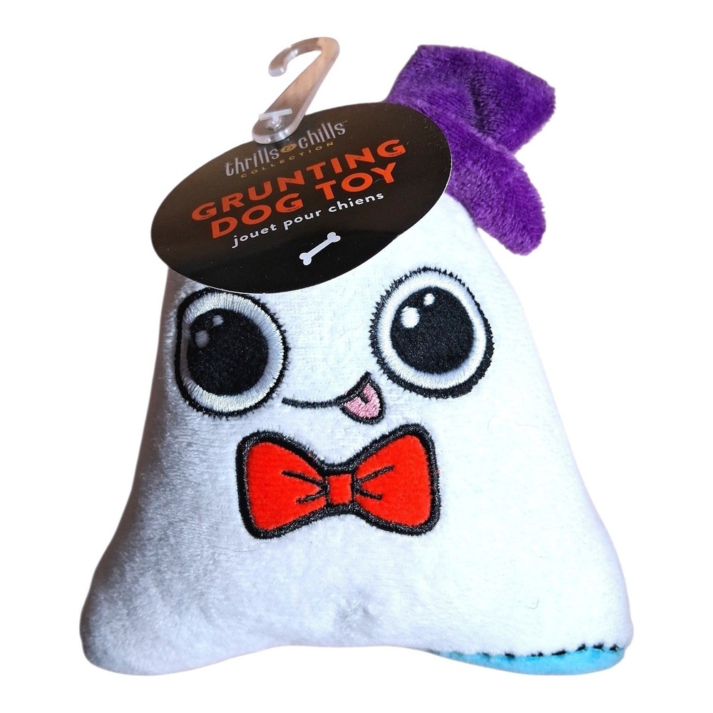 Thrills & Chills‎ Ghost Plush Dog Toy Halloween Grunting Squeaky Pet Toy 6 Inch